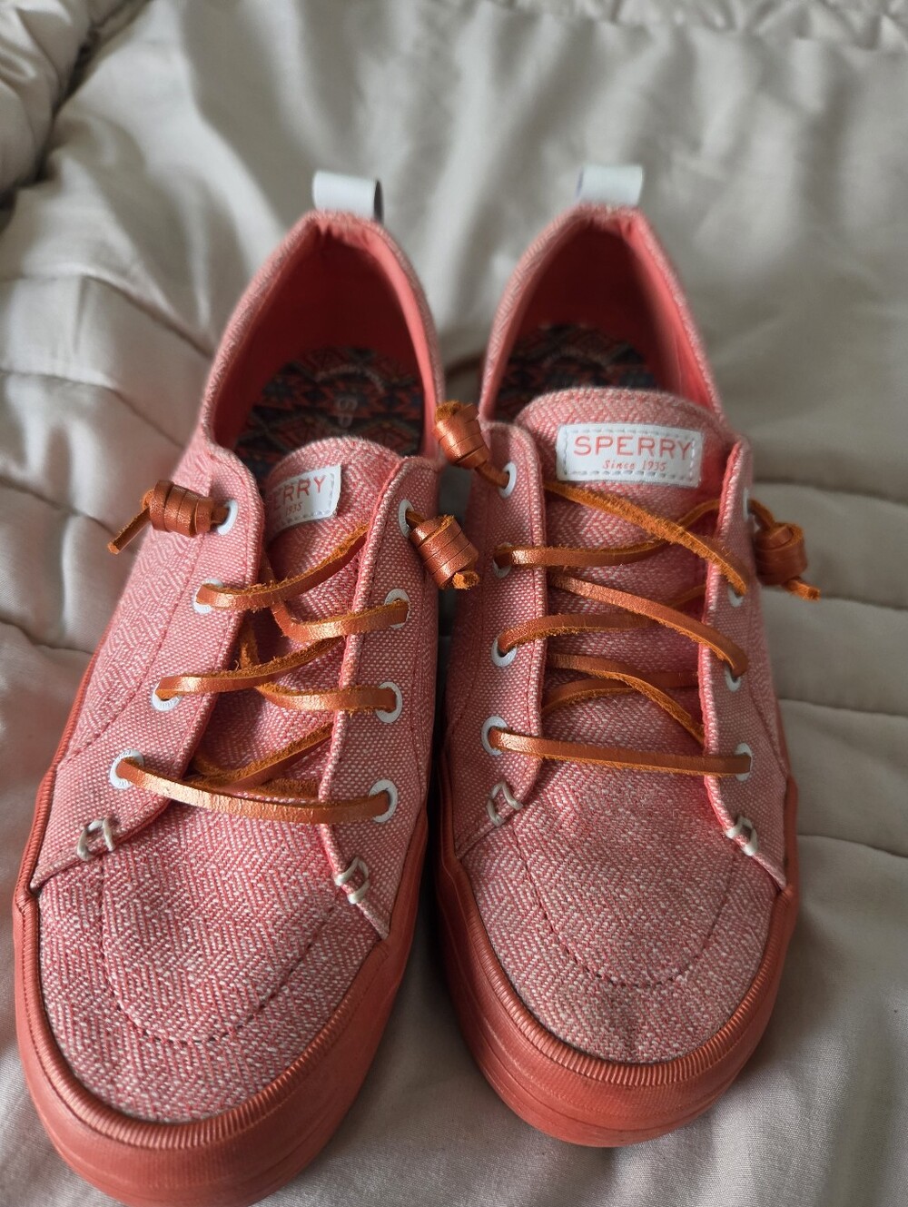 Sperry Womans Coral Pink Slip-On Boat Shoes